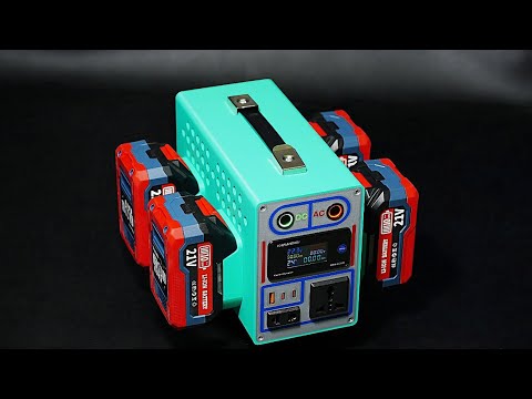 V5 - DIY Power Station with 4x Makita 21V Batteries, 500W Pure Sine Inverter, Custom 3D Printed Box