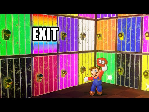 100 Mystery Doors But Only One Lets MARIO Escape (Super Mario Odyssey 100 Doors Challenge)