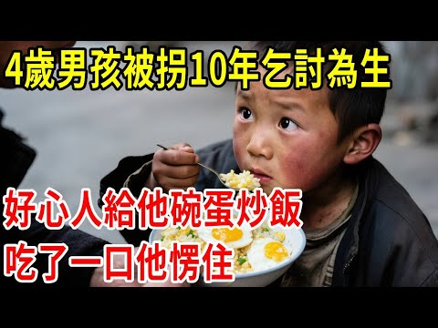 4歲男孩被拐10年乞討為生,好心人給他碗蛋炒飯,吃了一口他愣住...#原創#情感