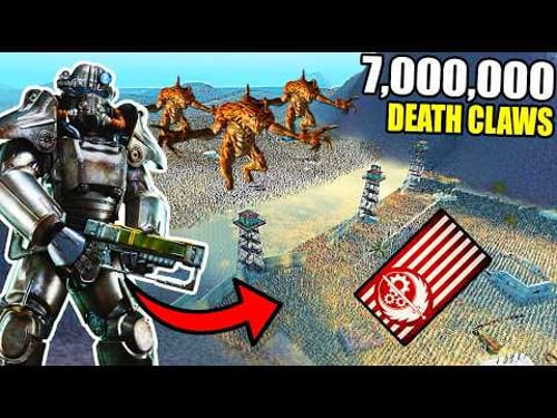 Can Fallout T-51 POWER ARMOR Hold FORT WALL vs 7,000,000 DEATH CLAW ARMY?! - UEBS 2: Fallout Mod