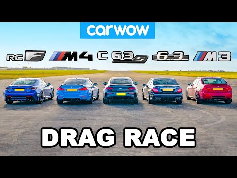 BMW M4 v AMG C63 S vs Lexus RC F v old M3 & C63: DRAG RACE