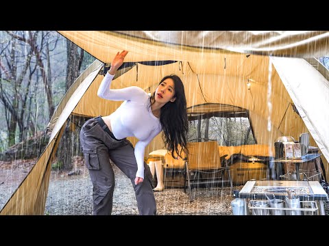 ☔CAMPING IN HEAVY RAIN WITH A NEW TENT