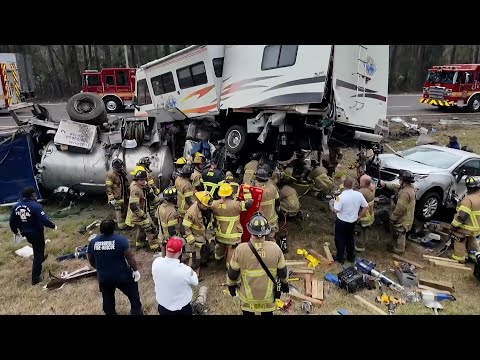 After wild RV and truck crash, rescue by Jacksonville firefighters frees trapped driver