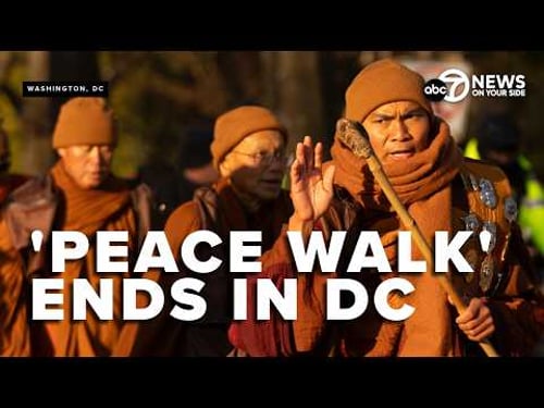LIVE: Buddhist monks conclude 2,300-mile 'Walk for Peace' at the Lincoln Memorial in Washington, DC