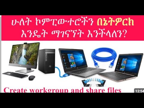 ኮምፒውተሮችን በኔትዎርክ ማገናኘት|connect two computers|peer to peer connection|share Files with LAN cable