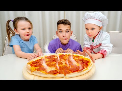 Five Kids & Baby Alex Cook Pizza 🍕👶 + Healthy Ice Cream Hunt in Supermarket 🍦🛒