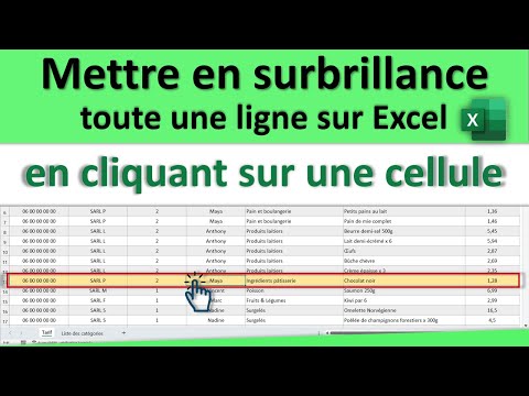 Mettre en surbrillance toute une ligne sur Excel en cliquant sur une cellule