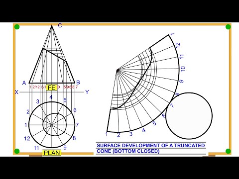 How to Draw Surface Development of a Truncated Cone | Bottom Closed |