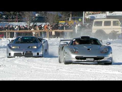 Mate Rimac driving the 1994 Bugatti EB110 SS on a FROZEN lake!
