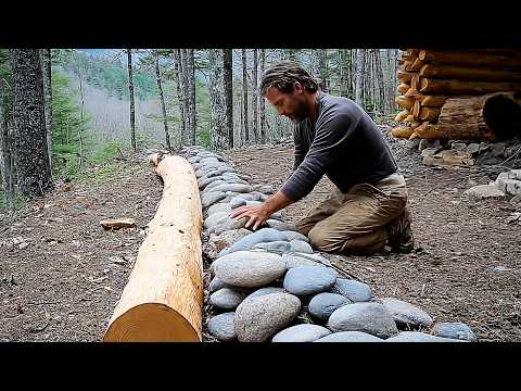 Man Builds Off Grid Cabin STONES And LOGS In The Forest | Start To Finish By @Lesnoy Speed