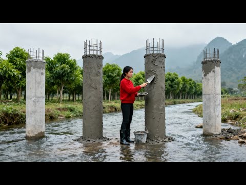 Young girl MANUFACTURING a giant water mill in 60 day | From start to finish @Dung Bushcraft