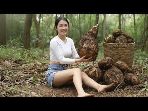 The girl left the city to live in the forest, harvesting wild potatoes to sell, living a free life.