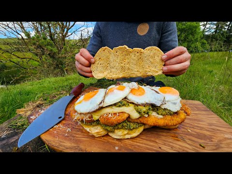 Giant XXL Sandwich with the BEST Pesto | ASMR Outdoor Cooking