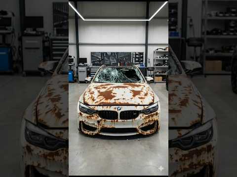 This Rusted BMW M4 Was Reborn in 40 Seconds #carrestorationproject #satisfying #carrestoration