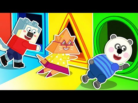 Ой, Волфу и друзья стали фигурами! | Учим квадрат, треугольник и круг | Wolfoo Russian