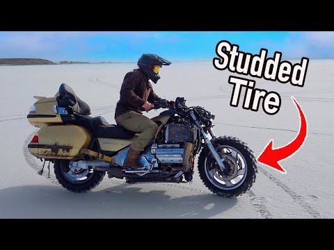 Honda Goldwing on Ice! - Studded Tires