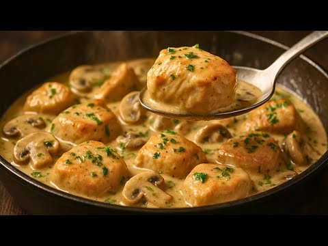 I make this creamy mushroom chicken with pasta 3 times a week!