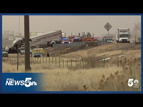 Four people were killed in a 30-vehicle car pile-up south of Pueblo