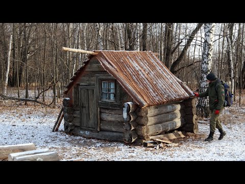 Winter Begins: Solo Log Cabin Build in the Snowy Forest