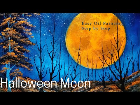 Halloween Moon Oil Painting - Fun Painting for Everyone