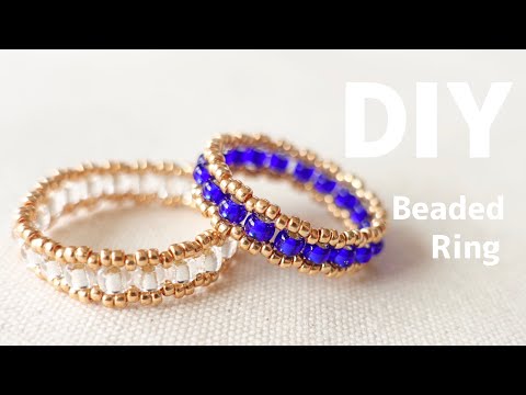 DIY|How to make Easy Seed beads Ring|tutorial|意外に簡単!テグス編みビーズリング 作り方♪ シードビーズ|大人|子供|バザー|ハンドメイド|初心者