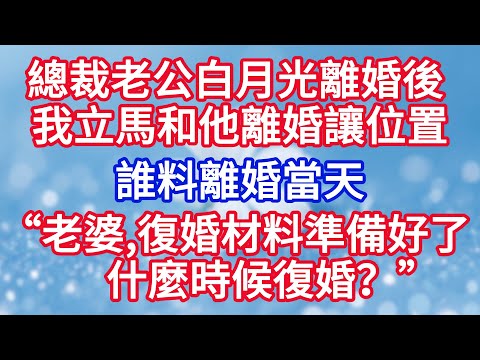 總裁老公白月光離婚後, 我立馬和總裁離婚讓位置 ,誰料離婚當天“老婆,復婚材料準備好了 什麼時候復婚?”#完结文#情感故事#一口气看完