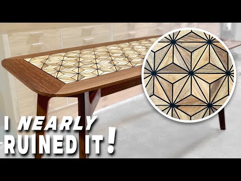 Mid Century Dining Table - How to Make a Stunning Wood Tile Pattern Top