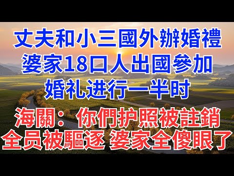 丈夫和小三國外辦婚禮,婆家18口人出國參加,婚礼进行一半时,海關:你們护照被註銷,全员被驅逐的婆家全傻眼了!#為人處世#情感#小說#生活經驗#婆媳#家族恩怨