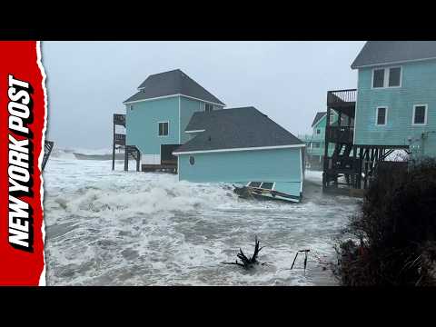 Multiple Beachfront Homes Collapse into the Ocean as Powerful Waves Pound North Carolina Coast