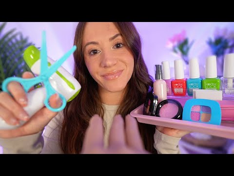 ASMR Complete Plastic Makeoverπ (skincare, haircut, makeup, manicure, layered sounds)