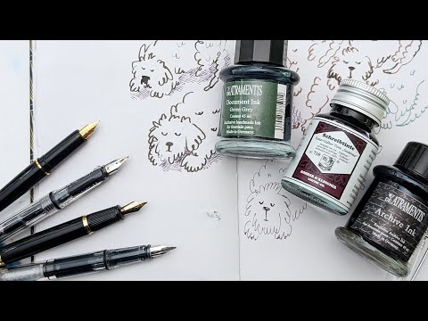 My Favourite FOUNTAIN PENS for Drawing – Cleaning & Inking & Drawing with Coloured Waterproof Inks!