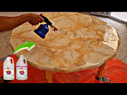 تحويل طاولة رخيصة إلى فخمة بمادة الإيبوكسي وبتكلفة قلييلة والنتيجة رااائعة 💥💯