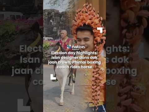 Election Day colour: Isan designer dons dok jaan crown, Phimai boxing coach rides horse