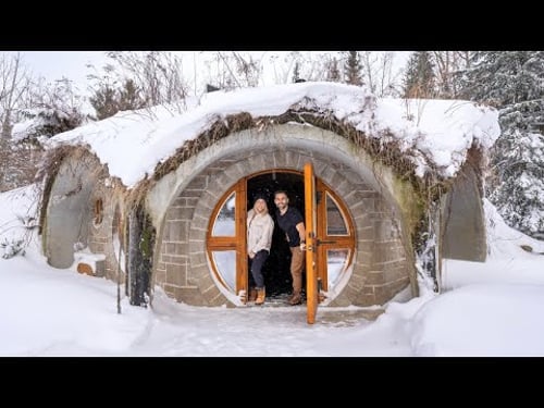 We Stay in a Real Life HOBBIT HOUSE During a Snow Storm