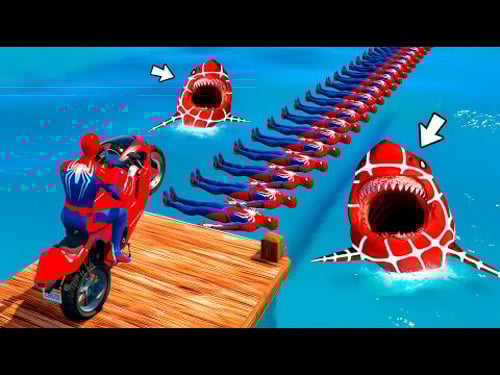 SPIDERMAN vs VENOM MOTORCYCLE RACING CHALLENGE on MEGA RAMP STUNTS