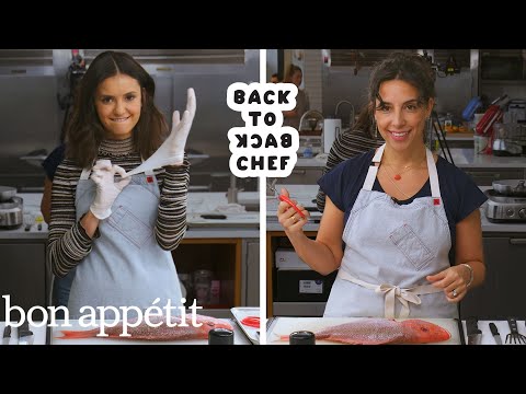 Nina Dobrev Tries to Keep Up with a Professional Chef | Back-to-Back Chef | Bon Appétit