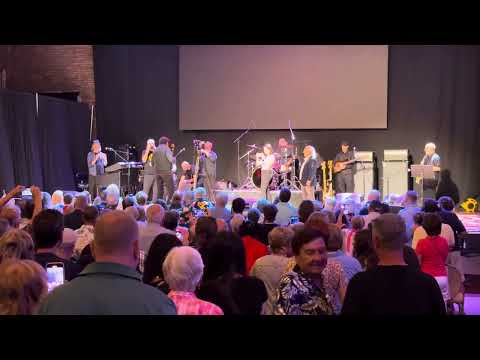 Chubby Checker accepting his trophy for his induction into the Rock & Roll Hall of Fame