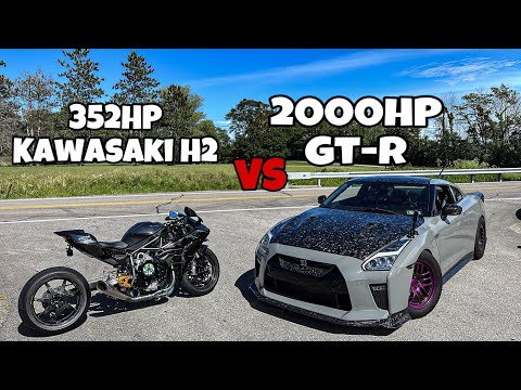 352HP Kawasaki H2 vs 2000HP GT-R