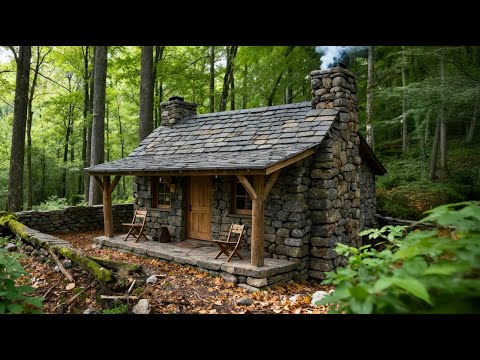 45 Days Alone: Stone Bushcraft House in the Forest