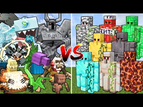 All MINECRAFT GOLEMS vs ALL MOWZIE'S MOBS | Minecraft Mob Battle