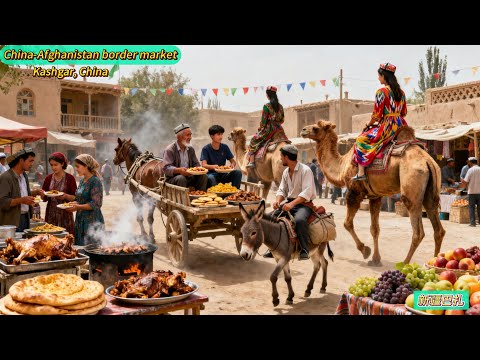 The China-Afghanistan border market, camel parade, and busy cattle and sheep trading
