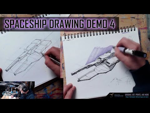 Spaceship Drawing Demo 4 - Fast Snub Fighter
