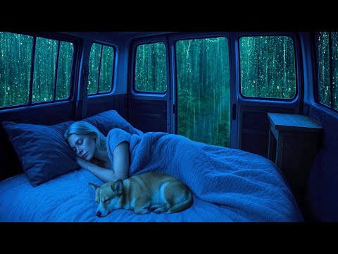 Relaxing Heavy Rain & Thunder in Van ⛈️ ASMR for Deep Sleep