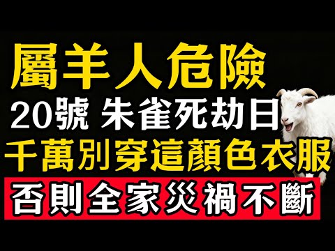 生肖羊必看!明天12月20號「朱雀死劫日」,農曆十一月初一,這天千萬別穿這顏色衣服,否則容易招黴運,家人需註意安全!#張天師道法#屬相運勢#生肖#家運#生肖運勢的那些事#先知#風水變化#提升運勢