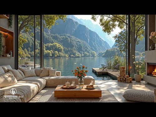 Tranquil Cafe Jazz Living Room | Stress Relief With Peaceful Lakeside Ambience & Retreat Jazz Music