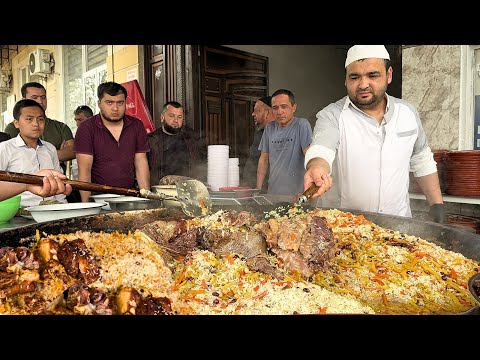 KING of Uzbek Dishes SHOCK! 125 kg FINISHED in 34 Minutes | Uzbek WEDDING Big PILAF