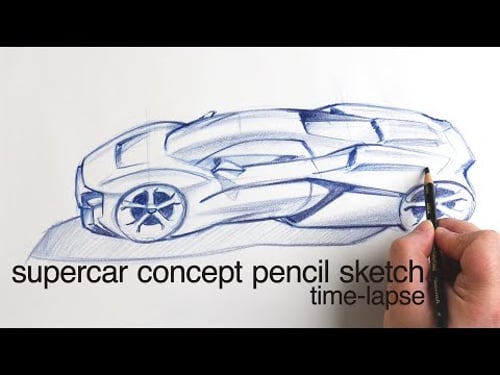 Supercar Concept Design Colored Pencil Drawing Time-Lapse