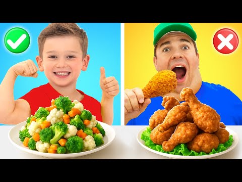 Kids and Uncle learn to choose healthy food