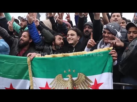 Thousands gather in Damascus square to celebrate one year anniversary of Bashar Assad’s fall