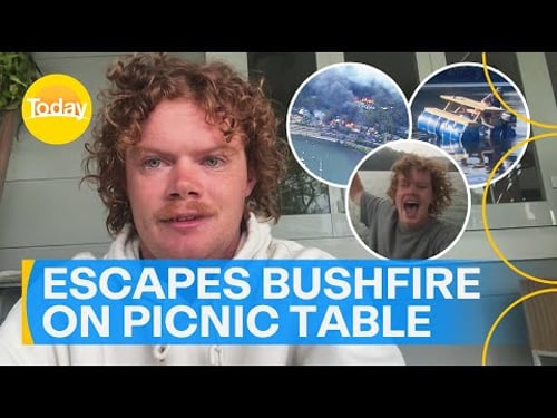 Central Coast man escapes bushfire on picnic table | Today Show Australia